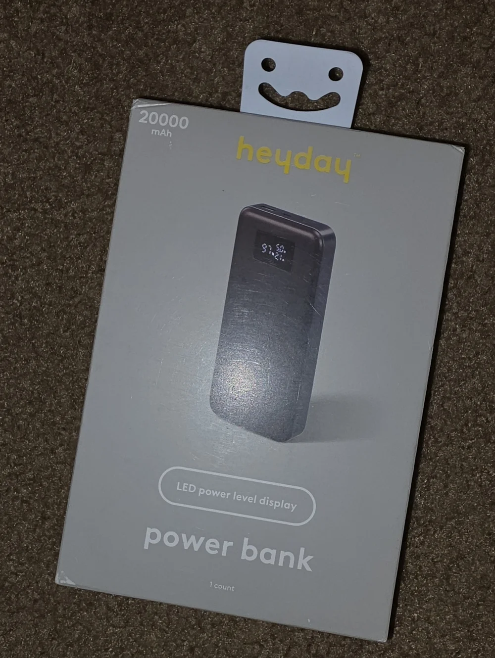 heyday Black Power Bank with LED Display on Box